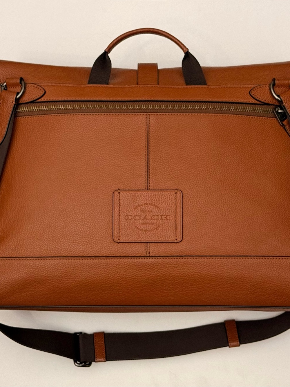 Coach Hudson Leather Messenger Bag Briefcase Saddle Brown Laptop Crossbody - Picture 2 of 16